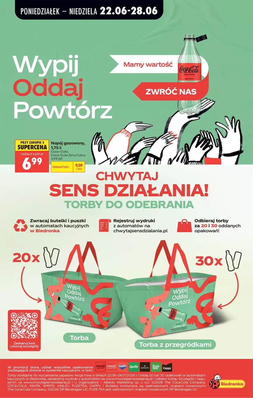 Gazetka promocyjna Biedronka - Od Poniedziałku - ważna 22.06 do 28.06.2026 - strona 79 - produkty: Cappy, Coca-Cola, Fa, Fanta, Napój, Napój gazowany, Sprite