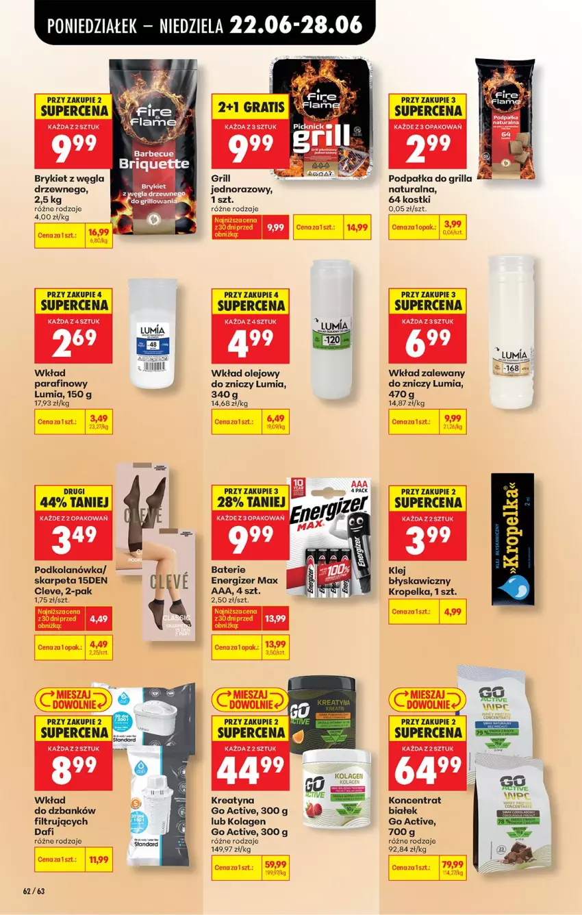 Gazetka promocyjna Biedronka - Od Poniedziałku - ważna 22.06 do 28.06.2026 - strona 92 - produkty: Energizer, Fa, Grill, Karp, Klej, Kolagen, Olej, Podkolanówka, Wkład olejowy, Znicz
