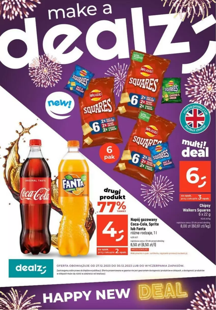 Gazetka promocyjna Dealz - ważna 27.12 do 30.12.2023 - strona 1 - produkty: Coca-Cola, Fa, Fanta, Napój, Napój gazowany, Sprite