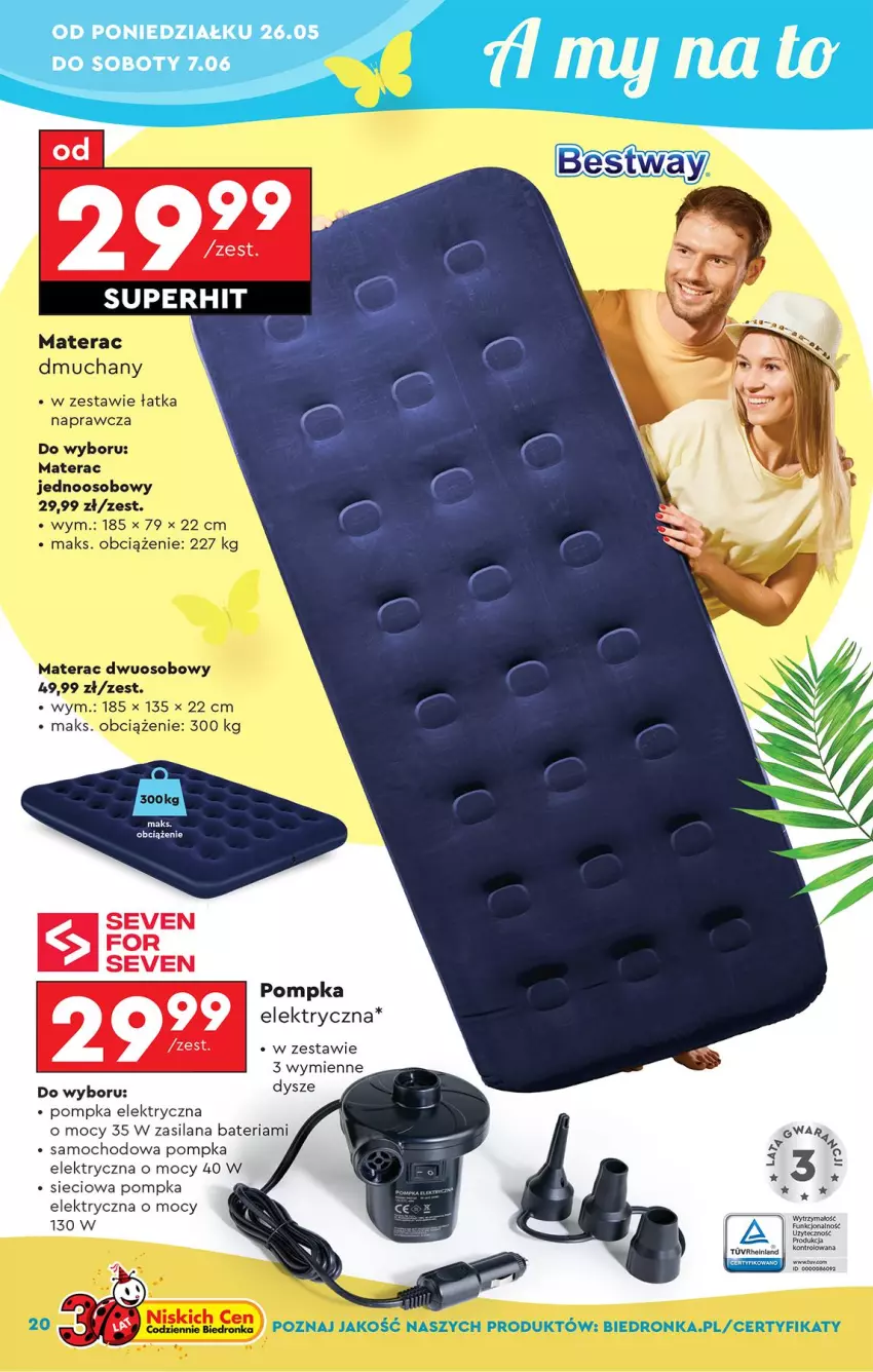 Gazetka promocyjna Biedronka - Okazje Tygodnia - ważna 24.05 do 07.06.2025 - strona 22 - produkty: Bateria, Fa, LANA, Materac, Pompka, Silan, Tera