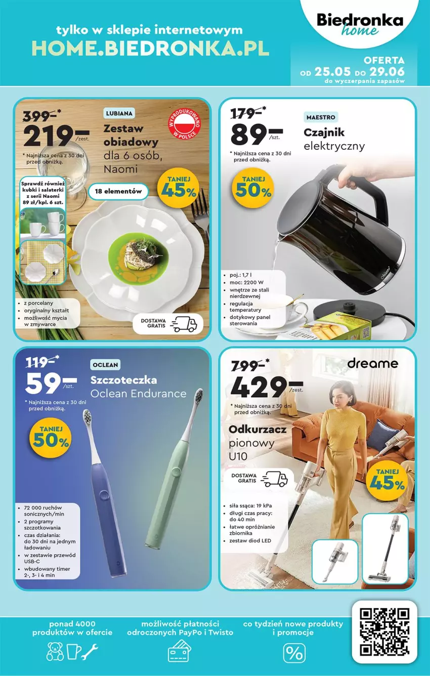 Gazetka promocyjna Biedronka - Okazje Tygodnia - ważna 24.05 do 07.06.2025 - strona 57 - produkty: Czajnik, Czajnik elektryczny, Gin, Gra, Por, Przewód, Ser, Szczoteczka
