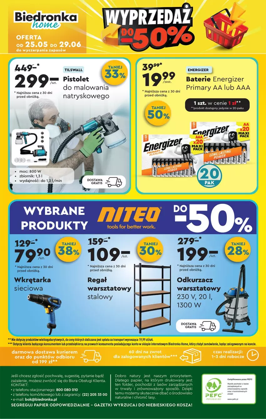 Gazetka promocyjna Biedronka - Okazje Tygodnia - ważna 24.05 do 07.06.2025 - strona 58 - produkty: Energizer, Fa, Gra, Kosz, Odkurzacz, Papier, Pistolet, Por, Prima, Regał, Sport, Tarka, Telefon, Tran, Wkręt, Wkrętarka