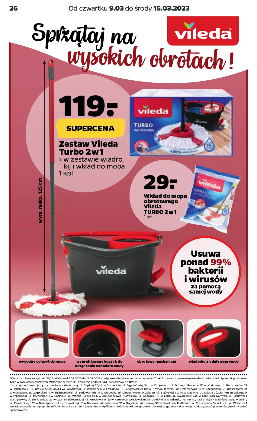 Gazetka promocyjna Netto - Akcesoria i dodatki - ważna 09.03 do 15.03.2023 - strona 10 - produkty: Fa, Kosz, Kujawski, Mop, Podlaski, Sok, Stock, Top, Vileda, Wiadro, Wkład do mopa