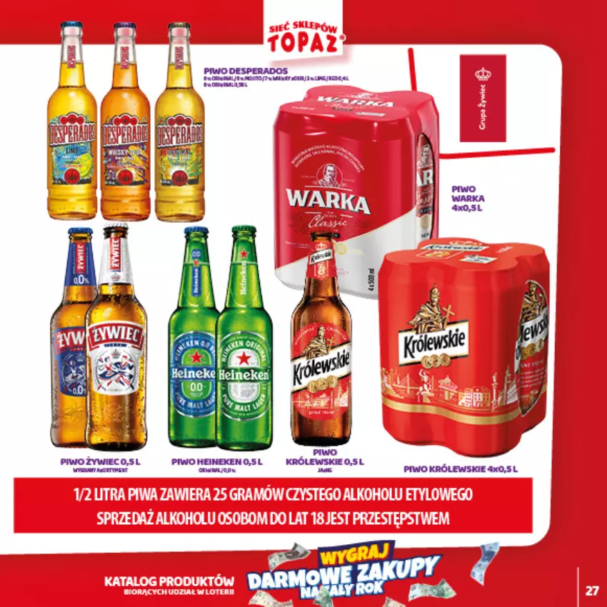 Gazetka promocyjna Topaz - Gazetka - ważna 01.02 do 28.03.2021 - strona 27 - produkty: Heineken, Królewski, Piwo