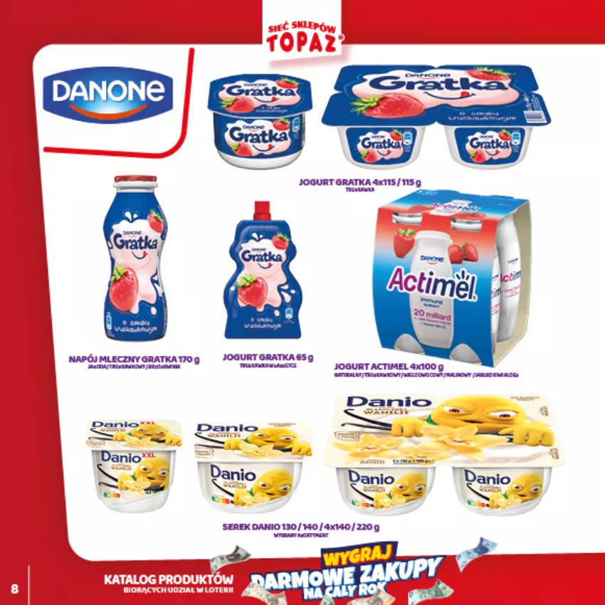 Gazetka promocyjna Topaz - Gazetka - ważna 01.02 do 28.03.2021 - strona 8 - produkty: Actimel, Danio, Fa, Gra, Jogurt, Napój, Napój mleczny, Ser, Serek