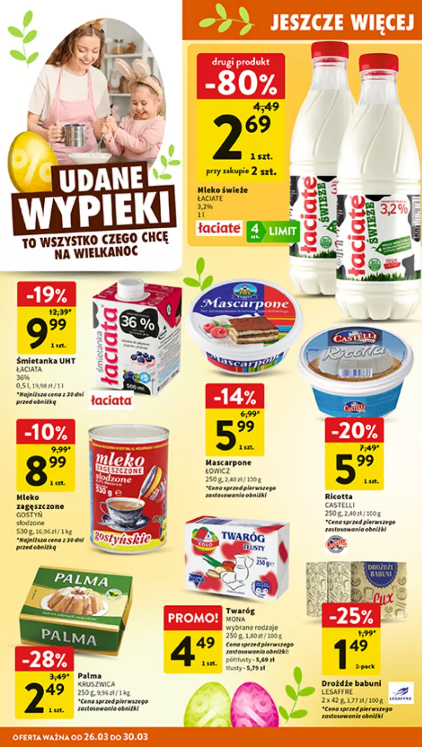 Gazetka promocyjna Intermarche - Gazetka promocyjna - ważna 26.03 do 30.03.2026 - strona 10 - produkty: Babuni, Drożdże, Mascarpone, Mleko, Palma, Ricotta