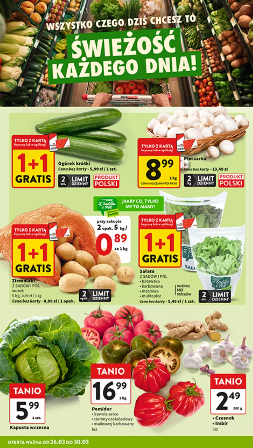 Gazetka promocyjna Intermarche - Gazetka promocyjna - ważna 26.03 do 30.03.2026 - strona 16 - produkty: Czosnek, Fa, Gra, Imbir, Masło, Ogórek, Sałat
