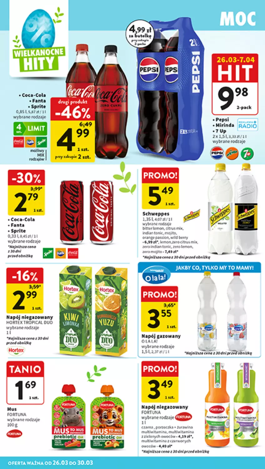 Gazetka promocyjna Intermarche - Gazetka promocyjna - ważna 26.03 do 30.03.2026 - strona 38 - produkty: Coca-Cola, Fa, Fanta, Fortuna, Hortex, Mus, Napój, Napój gazowany, Napój niegazowany, Sprite