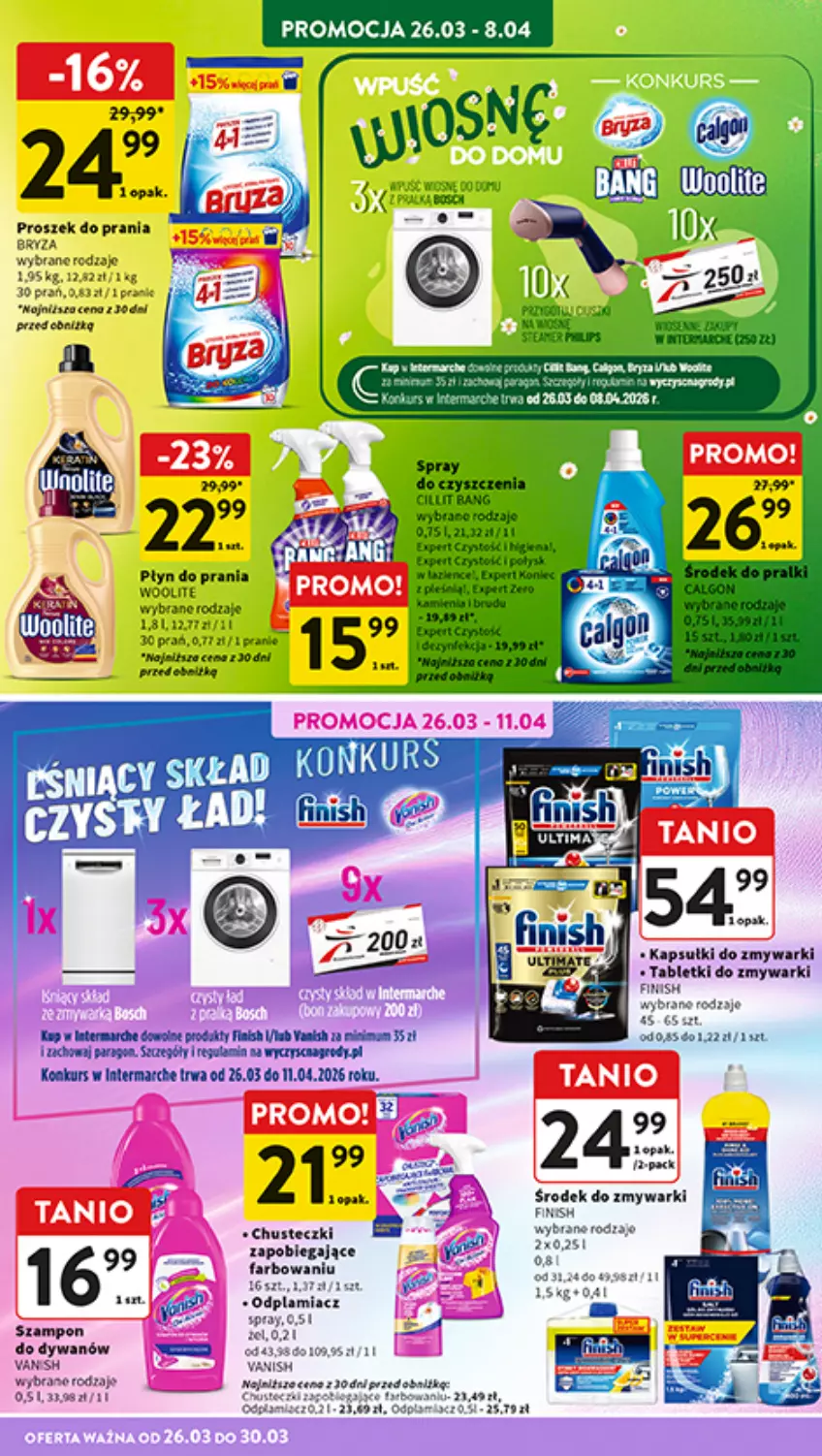 Gazetka promocyjna Intermarche - Gazetka promocyjna - ważna 26.03 do 30.03.2026 - strona 44 - produkty: Bryza, Chusteczki, Dywan, Finish, Odplamiacz, Proszek do prania, Szampon, Tablet, Tabletki do zmywarki, Vanish, Zmywarki