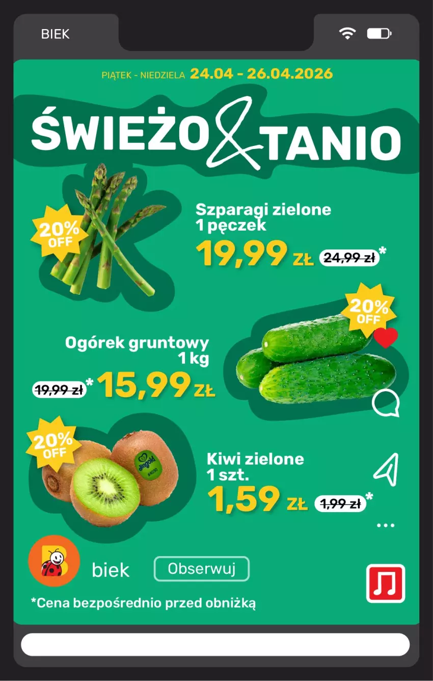 Gazetka promocyjna Biedronka - Gazetka - ważna 24.04 do 01.05.2026 - strona 9 - produkty: Grunt, Kiwi, Ogórek