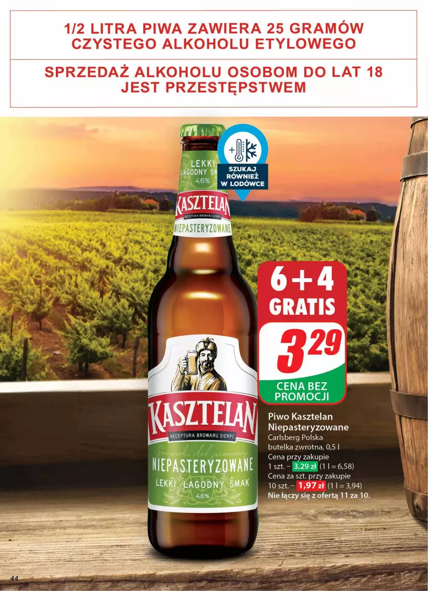 Gazetka promocyjna Dino - Gazetka 42 / 2024 - ważna 16.10 do 22.10.2024 - strona 44 - produkty: Carlsberg, Gra, Kasztelan, Piwa, Piwo, Saga