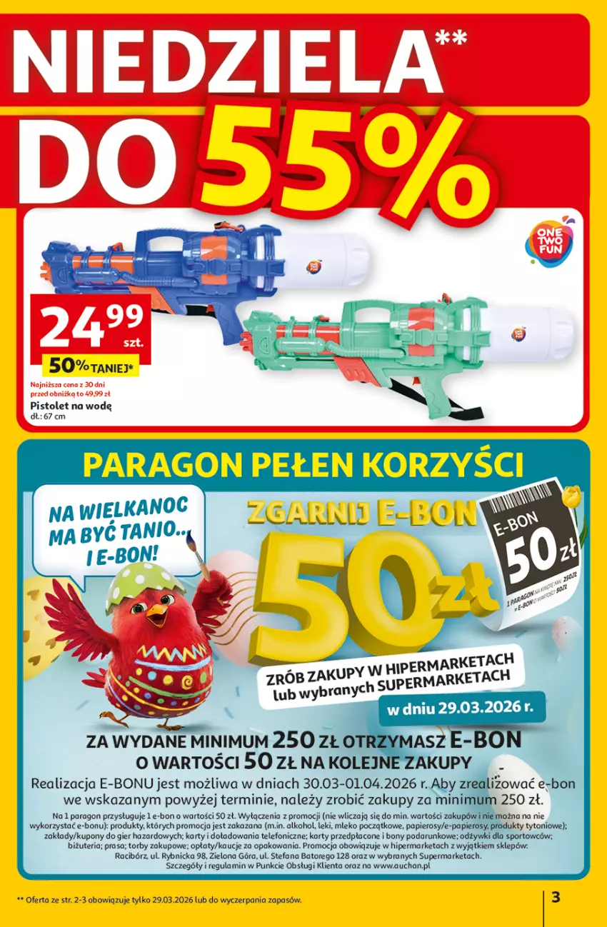 Gazetka promocyjna Auchan - 30 Lat Hipermarket - ważna 26.03 do 30.03.2026 - strona 3 - produkty: Fa, Mleko, Olej, Papier, Pistolet, Por, Sport, Telefon