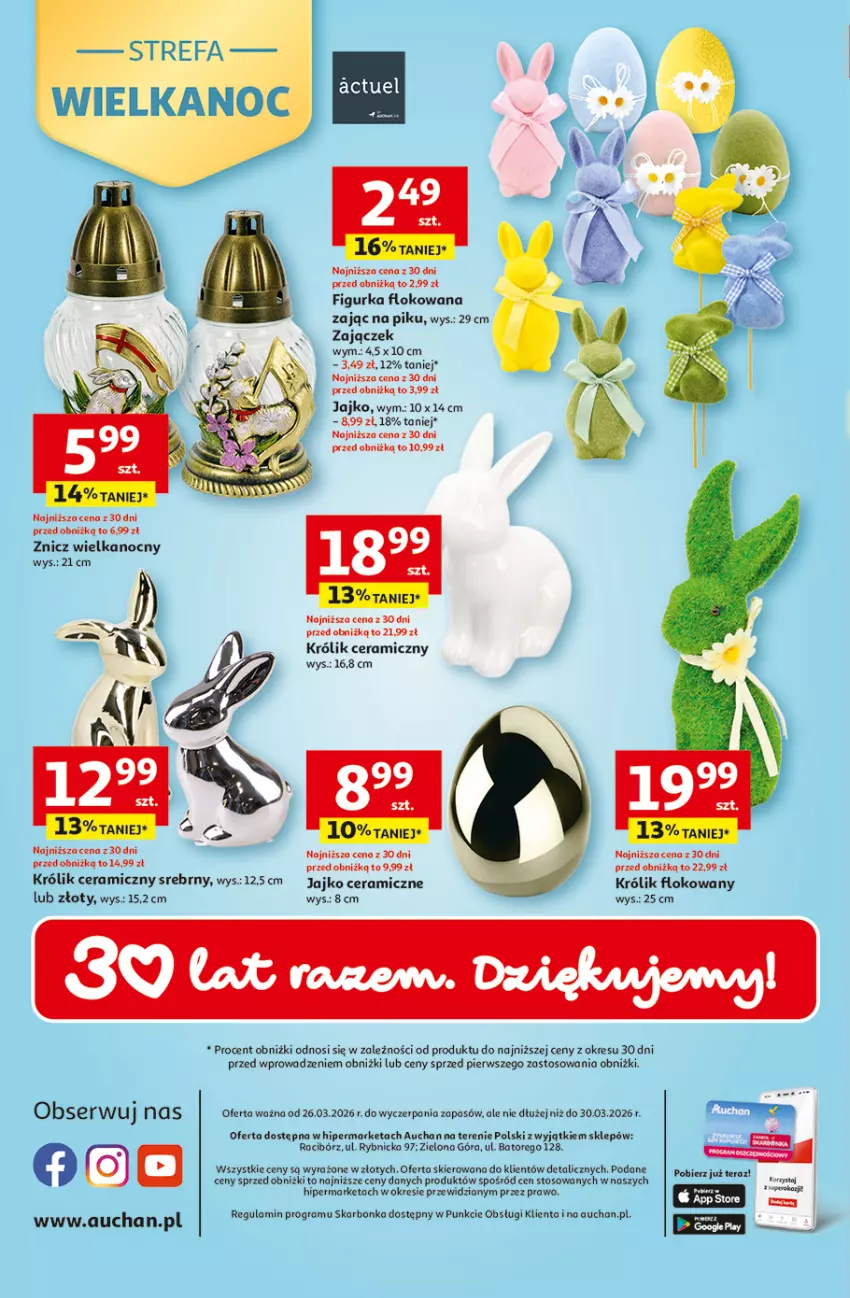 Gazetka promocyjna Auchan - 30 Lat Hipermarket - ważna 26.03 do 30.03.2026 - strona 33 - produkty: Fa, Gra, Królik, Ser, Tera, Znicz