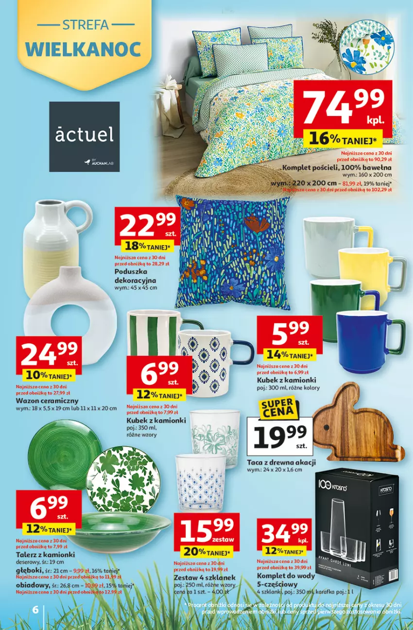Gazetka promocyjna Auchan - 30 Lat Hipermarket - ważna 26.03 do 30.03.2026 - strona 6 - produkty: Deser, Fa, Karafka, Komplet pościeli, Kubek, Lanki, Poduszka, Poduszka dekoracyjna, Pościel, Ser, Taca, Talerz, Wazon, Wełna