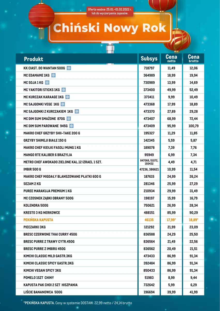 Gazetka promocyjna Makro - [Oferta specjalna] Chiński Nowy Rok  - oferta produktowa - ważna 25.01 do 01.02.2022 - strona 3 - produkty: Czosnek, Edam, Fa, Fasoli mung, Grzyby, Imbir, Kiełki, Kolendra, Kurczak, Mango, Metro, Metro Chef, Migdały, Piec, Pomelo, Pur, Sajgonki, Sezam