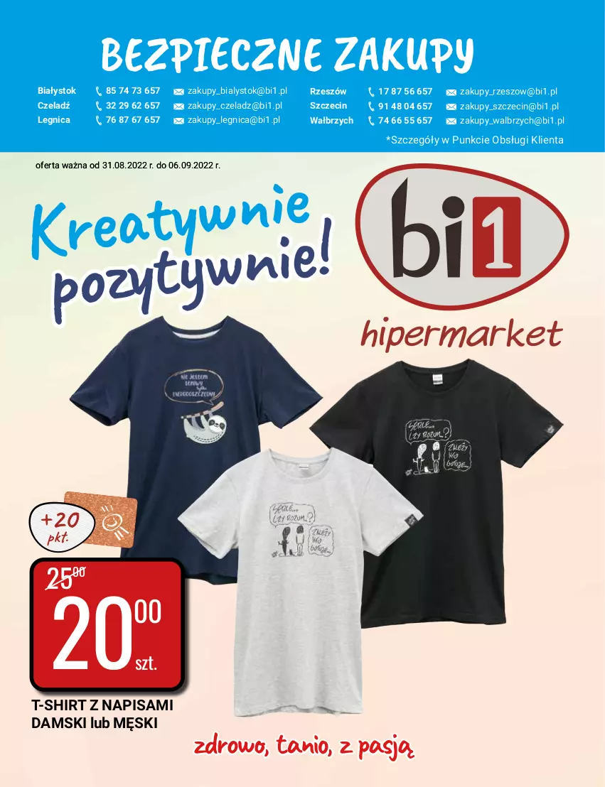 Gazetka promocyjna Bi1 - Czas na sport - ważna 31.08 do 06.09.2022 - strona 1 - produkty: Piec, T-shirt
