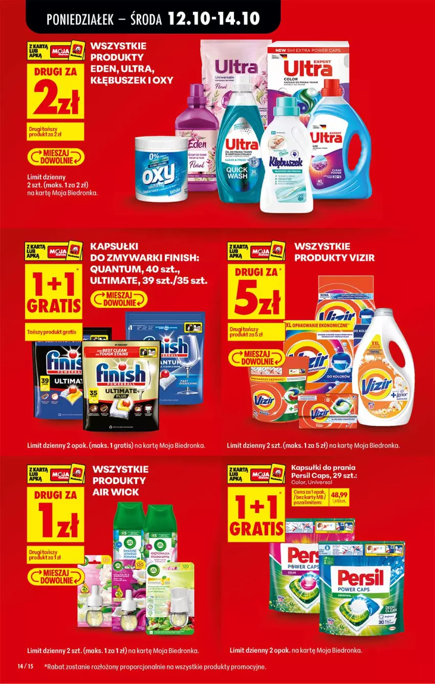 Gazetka promocyjna Biedronka - Od Poniedziałku - ważna 12.10 do 17.10.2026 - strona 14 - produkty: Air Wick, Fa, Finish, Gra, Kapsułki do prania, Persil, Por, Vizir, Zmywarki