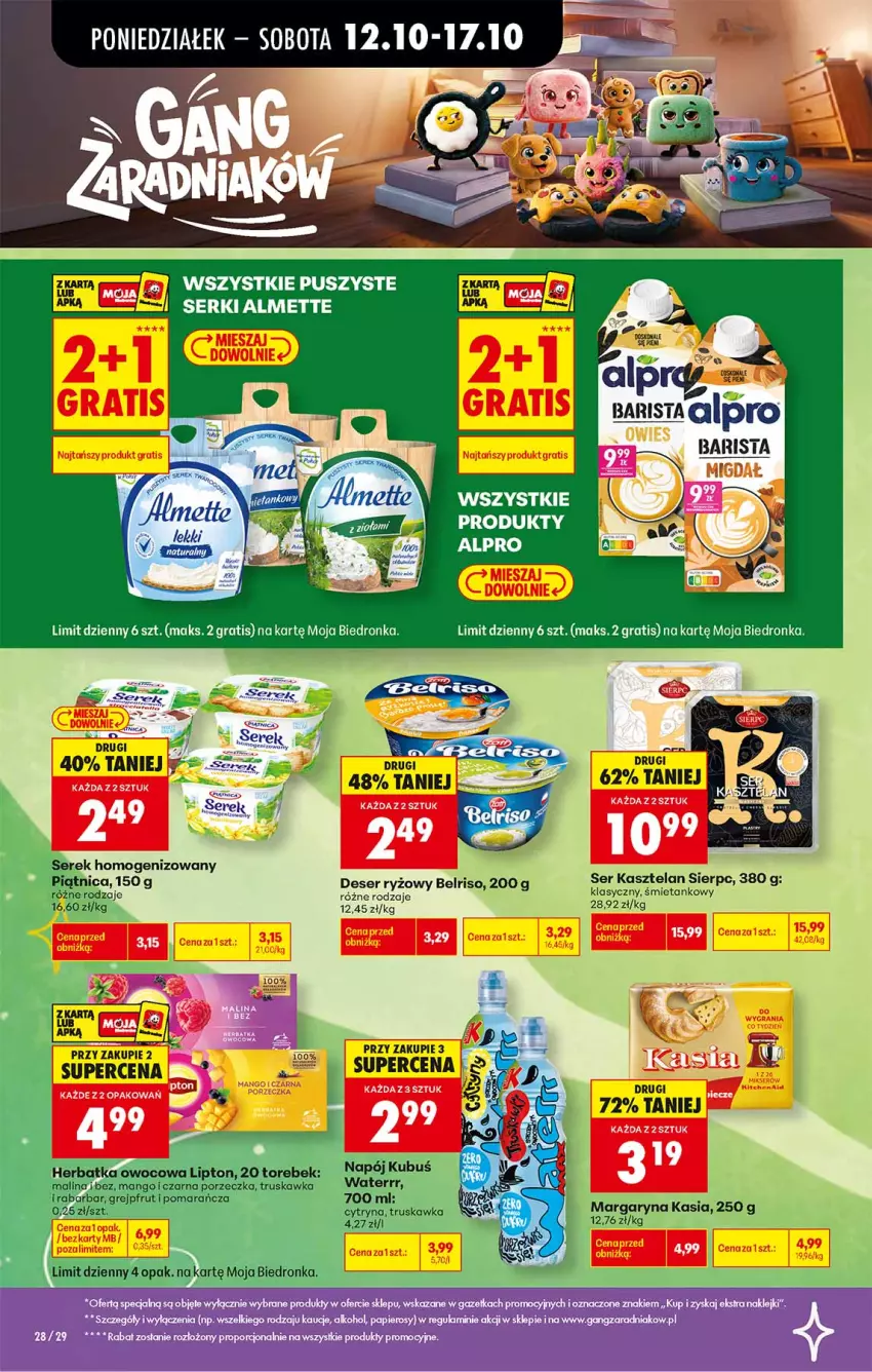 Gazetka promocyjna Biedronka - Od Poniedziałku - ważna 12.10 do 17.10.2026 - strona 28 - produkty: Almette, Alpro, Belriso, Deser, Kasia, Kasztelan, Margaryna, Por, Ryż, Ser, Ser Kasztelan