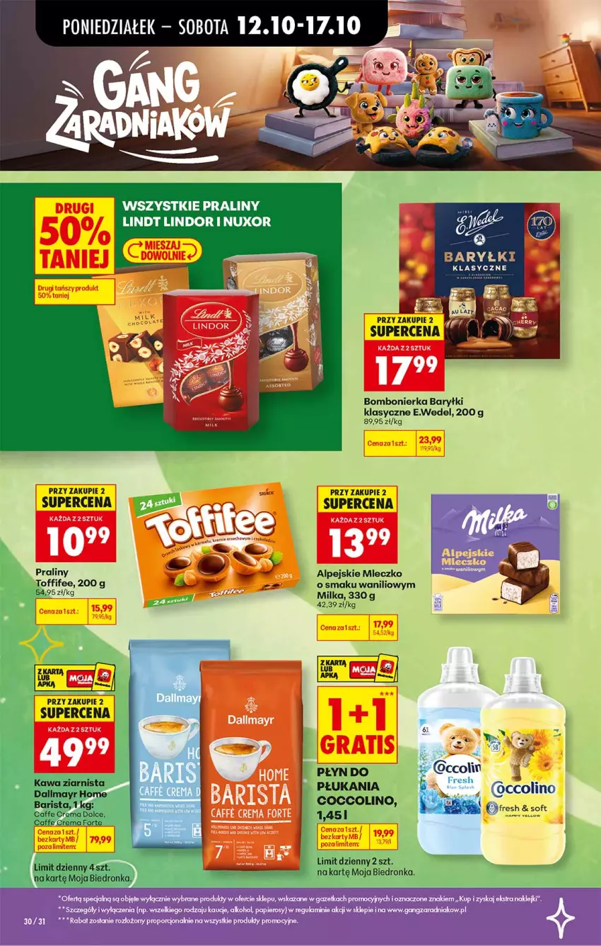 Gazetka promocyjna Biedronka - Od Poniedziałku - ważna 12.10 do 17.10.2026 - strona 30 - produkty: Baryłki, E. Wedel, Fa, Lindor, Lindt, Milka, Mleczko, Praliny