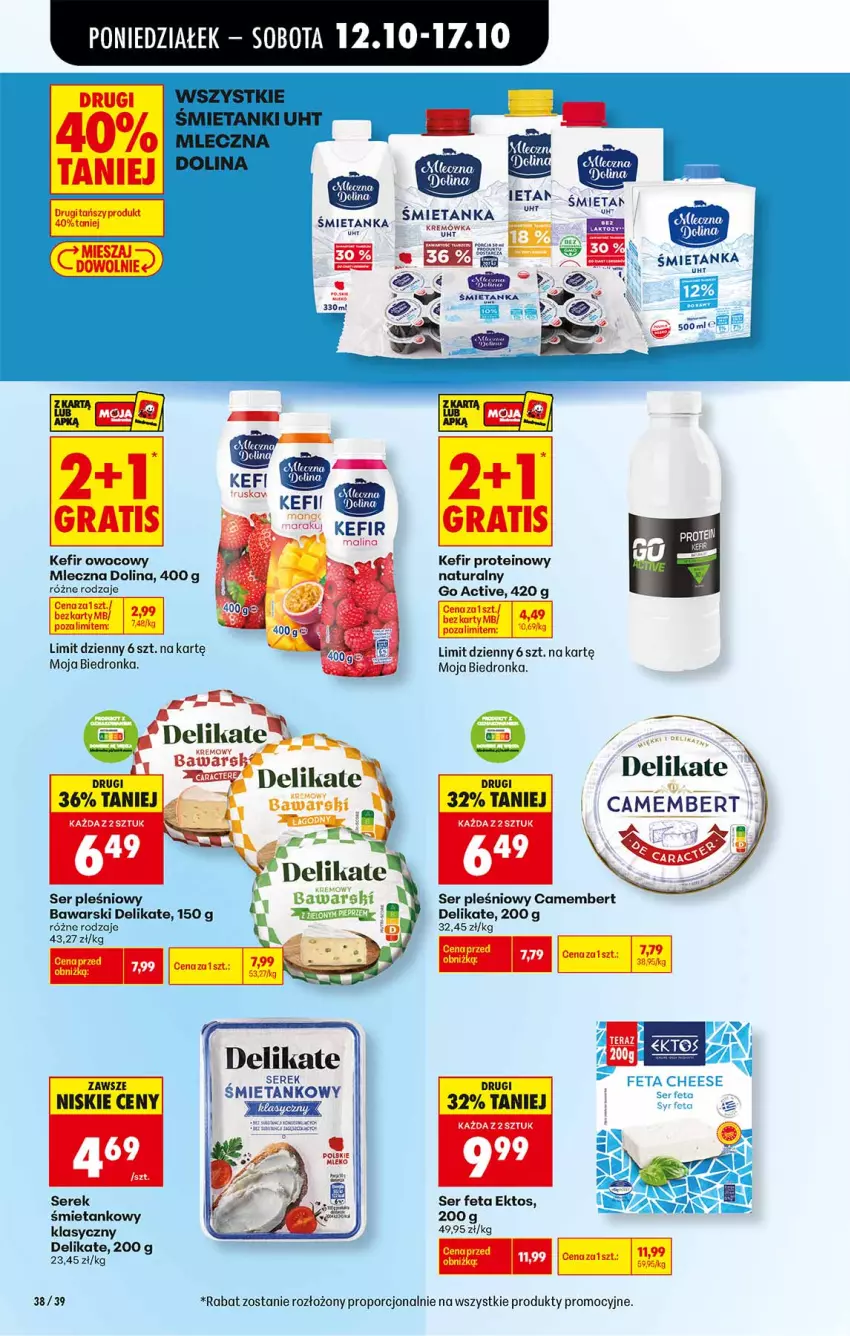 Gazetka promocyjna Biedronka - Od Poniedziałku - ważna 12.10 do 17.10.2026 - strona 38 - produkty: Camembert, Fa, Feta, Kefir, Mleko, Por, Ser, Ser pleśniowy, Serek