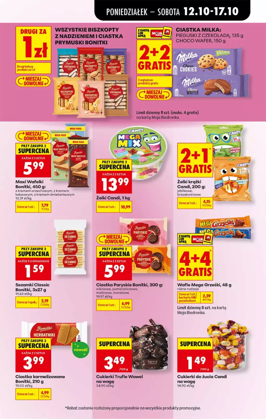 Gazetka promocyjna Biedronka - Od Poniedziałku - ważna 12.10 do 17.10.2026 - strona 47 - produkty: Biszkopty, Bonitki, Ciastka, Cukier, Cukierki, Gra, Grześki, Kakao, Milka, Mus, Por, Sezam, Wafle, Wawel