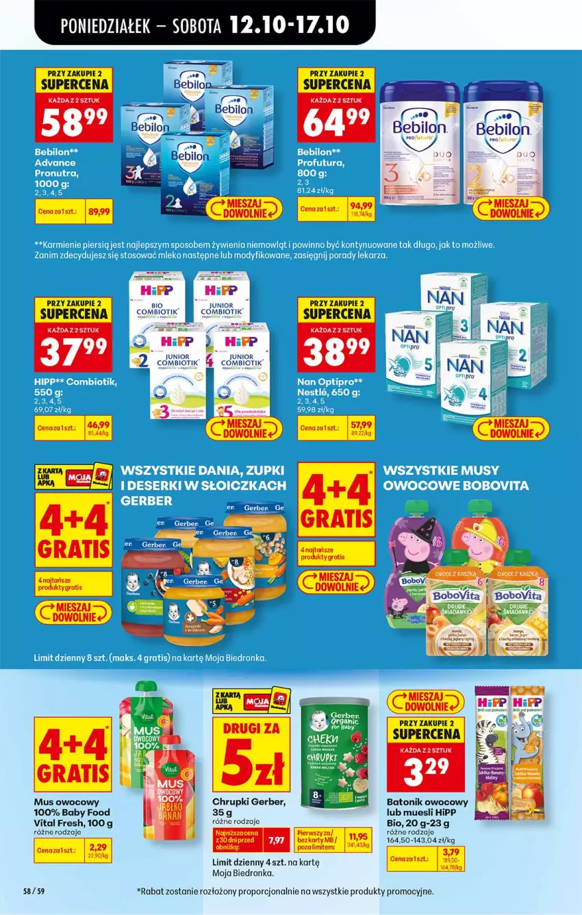 Gazetka promocyjna Biedronka - Od Poniedziałku - ważna 12.10 do 17.10.2026 - strona 58 - produkty: Baton, BEBILON, Chrupki, Gerber, HiPP, Hipp Bio, Mus, Por, Tonik