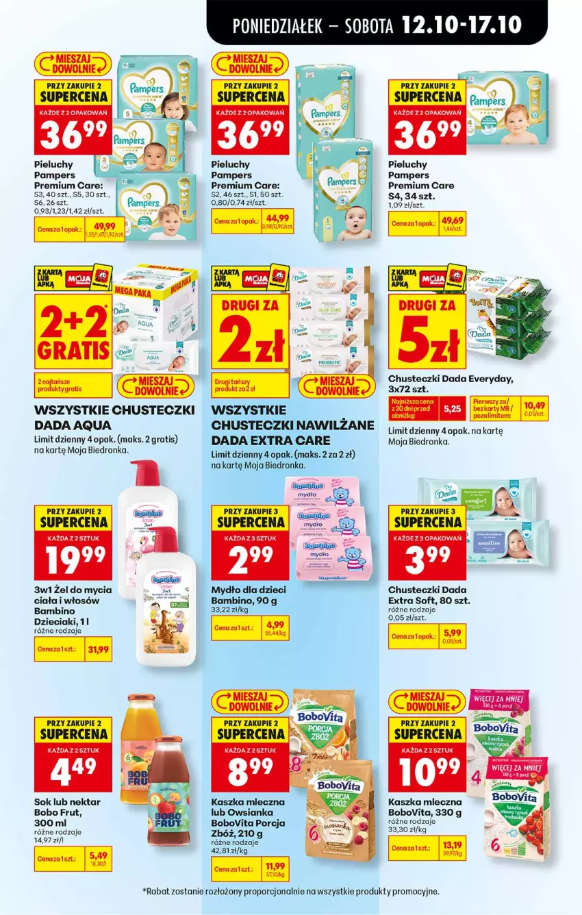 Gazetka promocyjna Biedronka - Od Poniedziałku - ważna 12.10 do 17.10.2026 - strona 59 - produkty: BoboVita, Chusteczki, Dada, Dzieci, Fa, Gra, Mydło, Nektar, Owsianka, Pampers, Pieluchy, Por, Sok, Top
