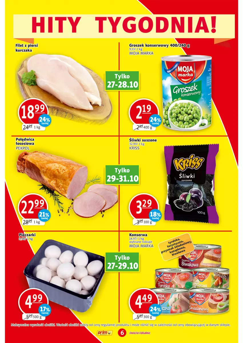 Gazetka promocyjna Prim Market - ważna 27.10 do 02.11.2022 - strona 6 - produkty: Groszek, Kurczak, Pekpol, Piec, Polędwica, Ser, Sos