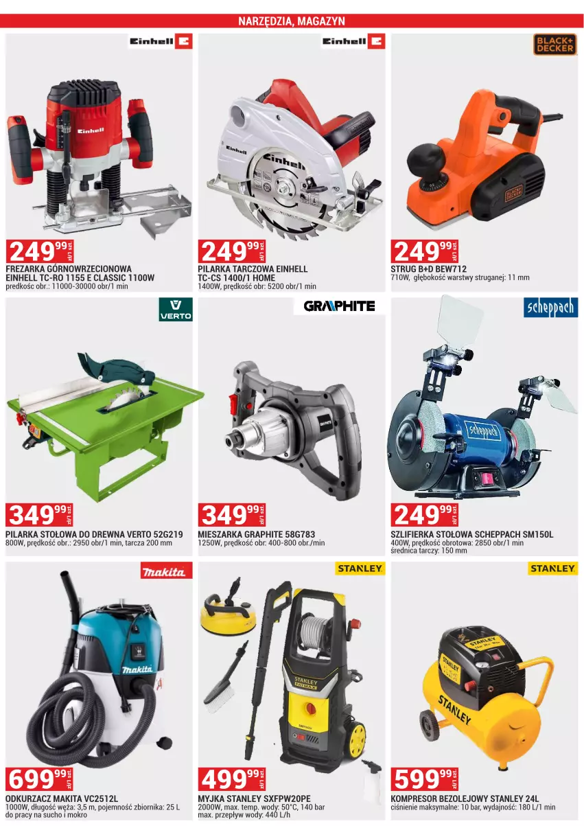 Gazetka promocyjna Merkury Market - ważna 02.05 do 31.05.2025 - strona 24 - produkty: Einhell, Frezarka, Gra, Kompresor, Makita, Odkurzacz, Olej, Pilarka stołowa, Pilarka tarczowa, Szlifierka