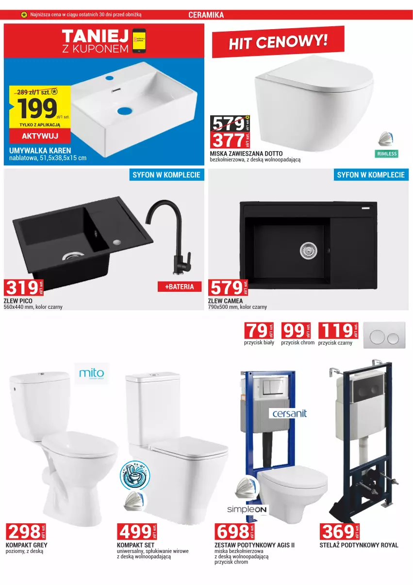 Gazetka promocyjna Merkury Market - ważna 02.05 do 31.05.2025 - strona 56 - produkty: Bateria, Cersanit, Leon, Miska, Syfon, Umywalka, Zlew