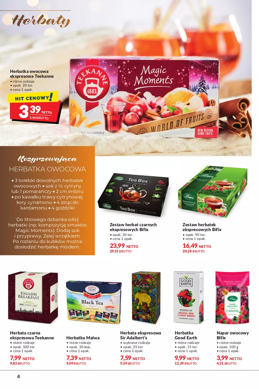 Gazetka promocyjna Makro - [Oferta specjalna] Zimowa moc smaków - ważna 25.01 do 07.02.2022 - strona 4 - produkty: Cytryny, Herbata, Herbata czarna, Imbir, Kawa, Moments, Przyprawy, Sok, Teekanne