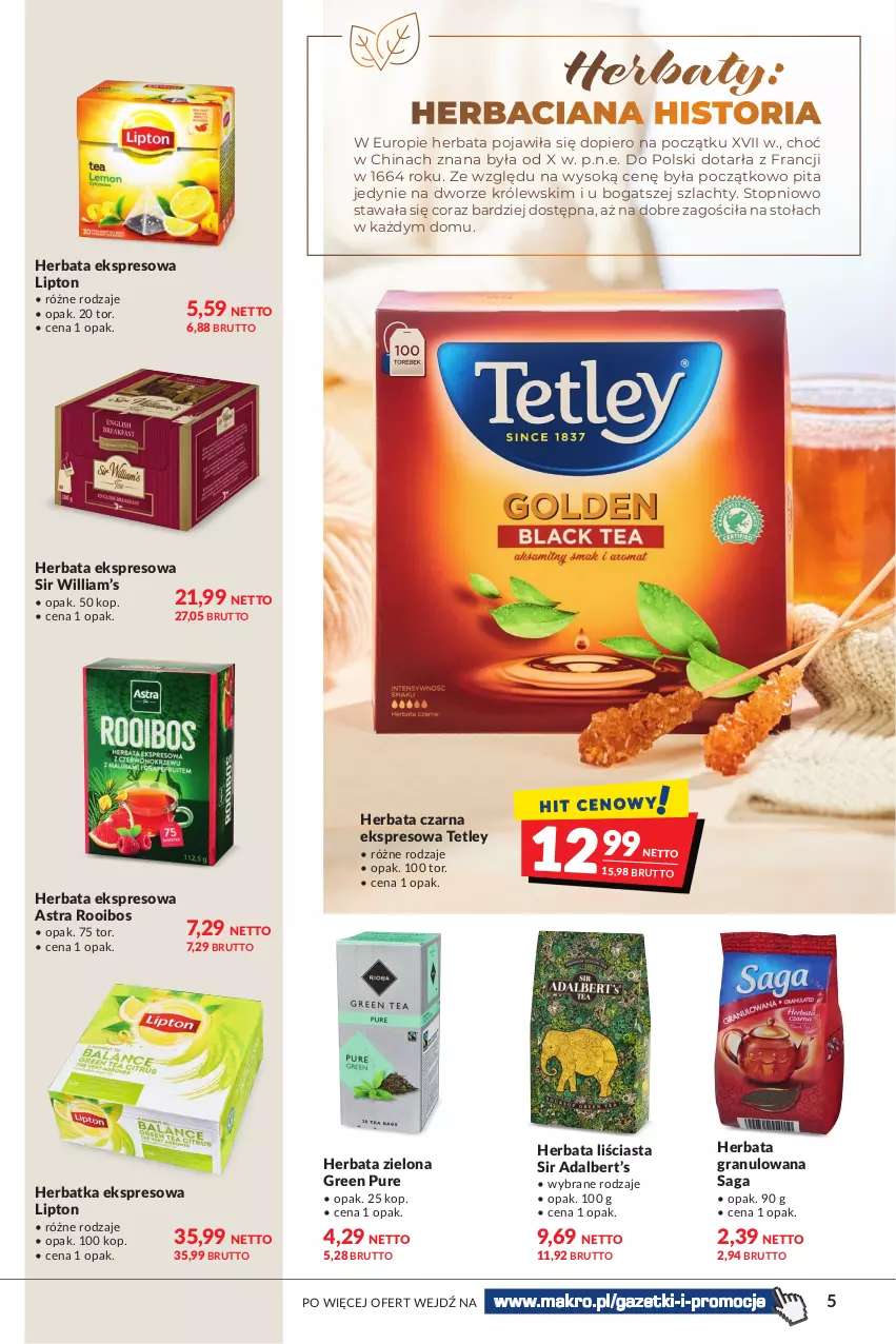 Gazetka promocyjna Makro - [Oferta specjalna] Zimowa moc smaków - ważna 25.01 do 07.02.2022 - strona 5 - produkty: Gra, Herbata, Herbata czarna, Królewski, Lipton, Pur, Saga, Sok, Tetley, Top