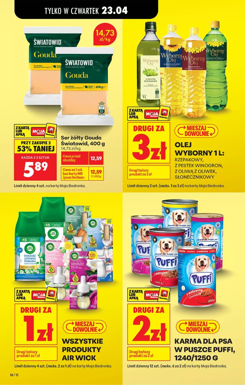 Gazetka promocyjna Biedronka - Od Czwartku - ważna 23.04 do 29.04.2026 - strona 22 - produkty: Air Wick, Fa, Gouda, Olej, Puf, Ser, Stek, Wiko, Wino