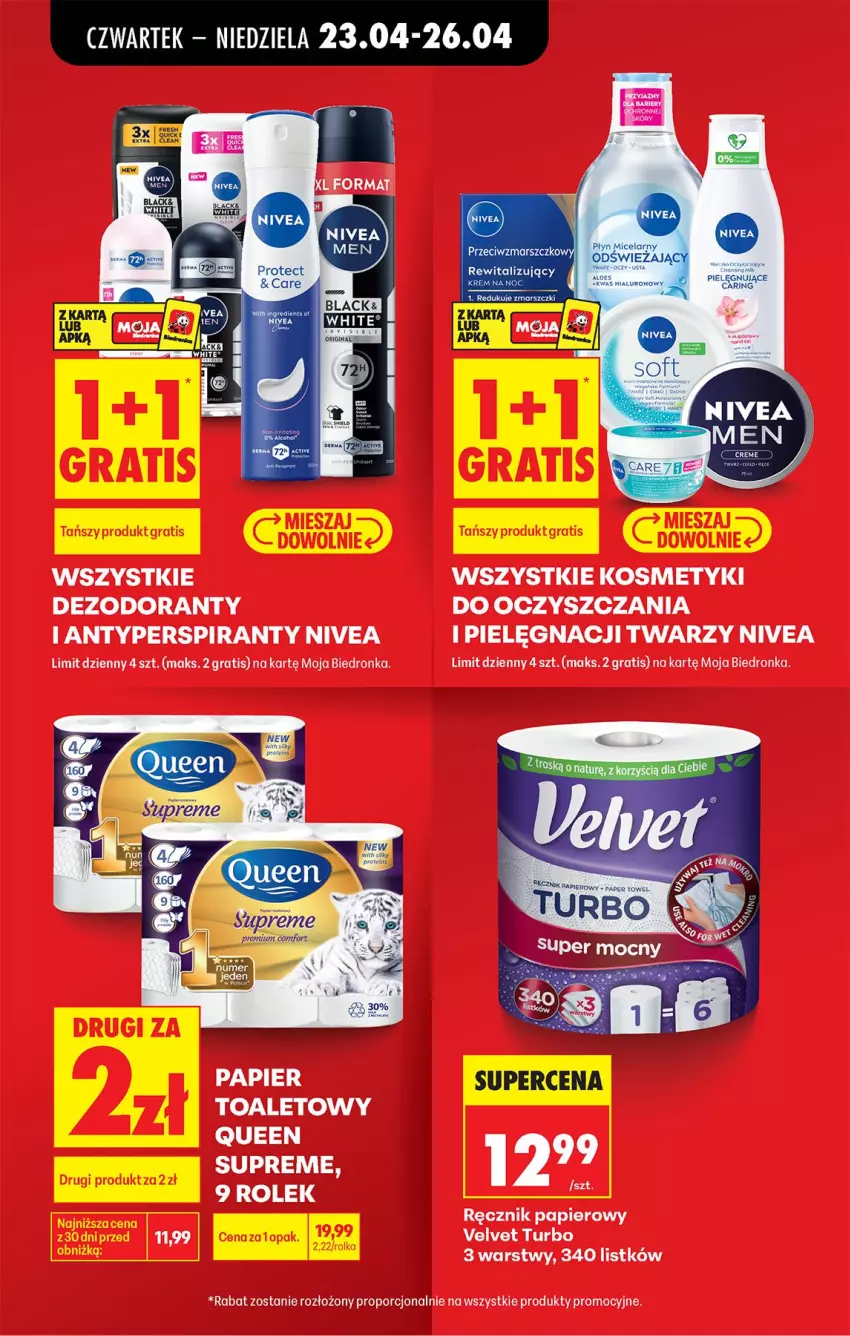 Gazetka promocyjna Biedronka - Od Czwartku - ważna 23.04 do 29.04.2026 - strona 31 - produkty: Antyperspirant, Dezodorant, Gra, Nivea, Papier, Por, Ręcznik, Velvet