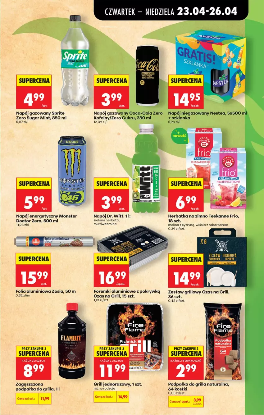 Gazetka promocyjna Biedronka - Od Czwartku - ważna 23.04 do 29.04.2026 - strona 55 - produkty: Coca-Cola, Folia aluminiowa, Foremki, Grill, Herbata, Napój, Napój energetyczny, Napój gazowany, Napój niegazowany, Nestea, Sprite, Szklanka, Teekanne