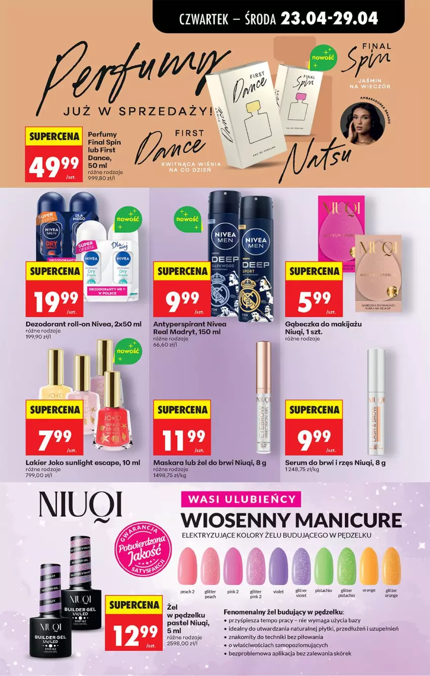 Gazetka promocyjna Biedronka - Od Czwartku - ważna 23.04 do 29.04.2026 - strona 79 - produkty: Antyperspirant, Dezodorant, Lakier, Makijaż, Maska, Maskara, Mop, Niuqi, Nivea, Perfum, Rum, Ser, Serum