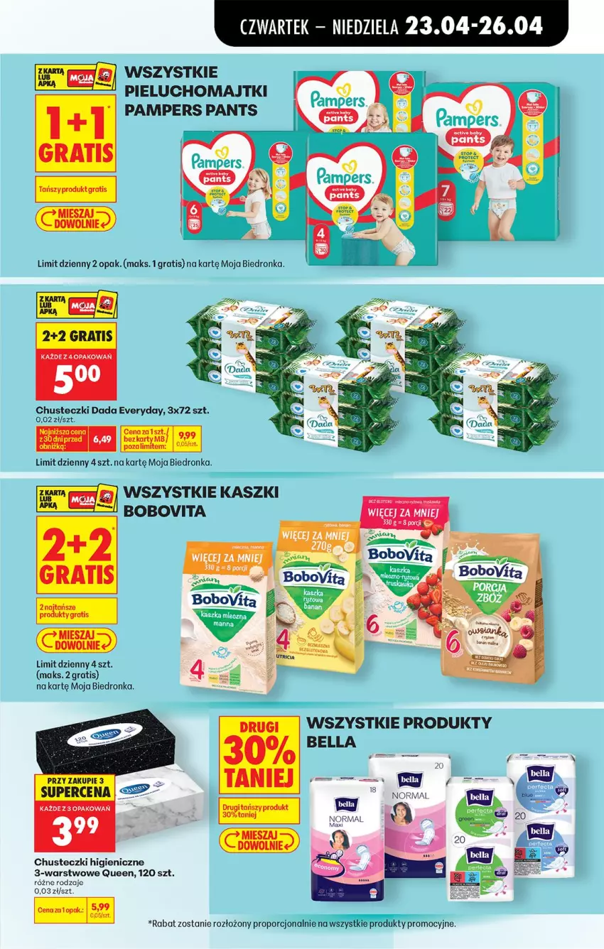 Gazetka promocyjna Biedronka - Od Czwartku - ważna 23.04 do 29.04.2026 - strona 81 - produkty: Bell, Bella, BoboVita, Chusteczki, Dada, Gra, Majtki, Pampers, Pieluchomajtki, Por, Top