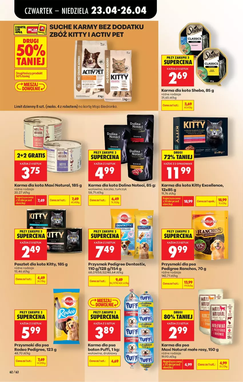 Gazetka promocyjna Biedronka - Od Czwartku - ważna 23.04 do 29.04.2026 - strona 90 - produkty: Baton, Kaczka, Pasztet, Pedigree, Przysmaki, Puf, Sheba, Tuńczyk, Wołowina
