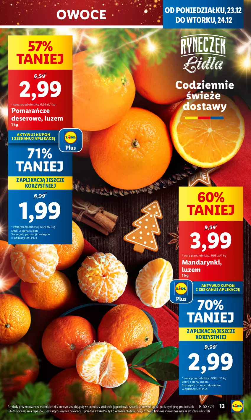 Gazetka promocyjna Lidl - GAZETKA - ważna 23.12 do 24.12.2024 - strona 17 - produkty: Deser, Mandarynki, Owoce, Pomarańcze, Ser