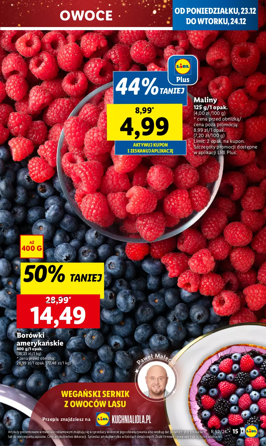 Gazetka promocyjna Lidl - GAZETKA - ważna 23.12 do 24.12.2024 - strona 19 - produkty: Maliny, Owoce, Ser