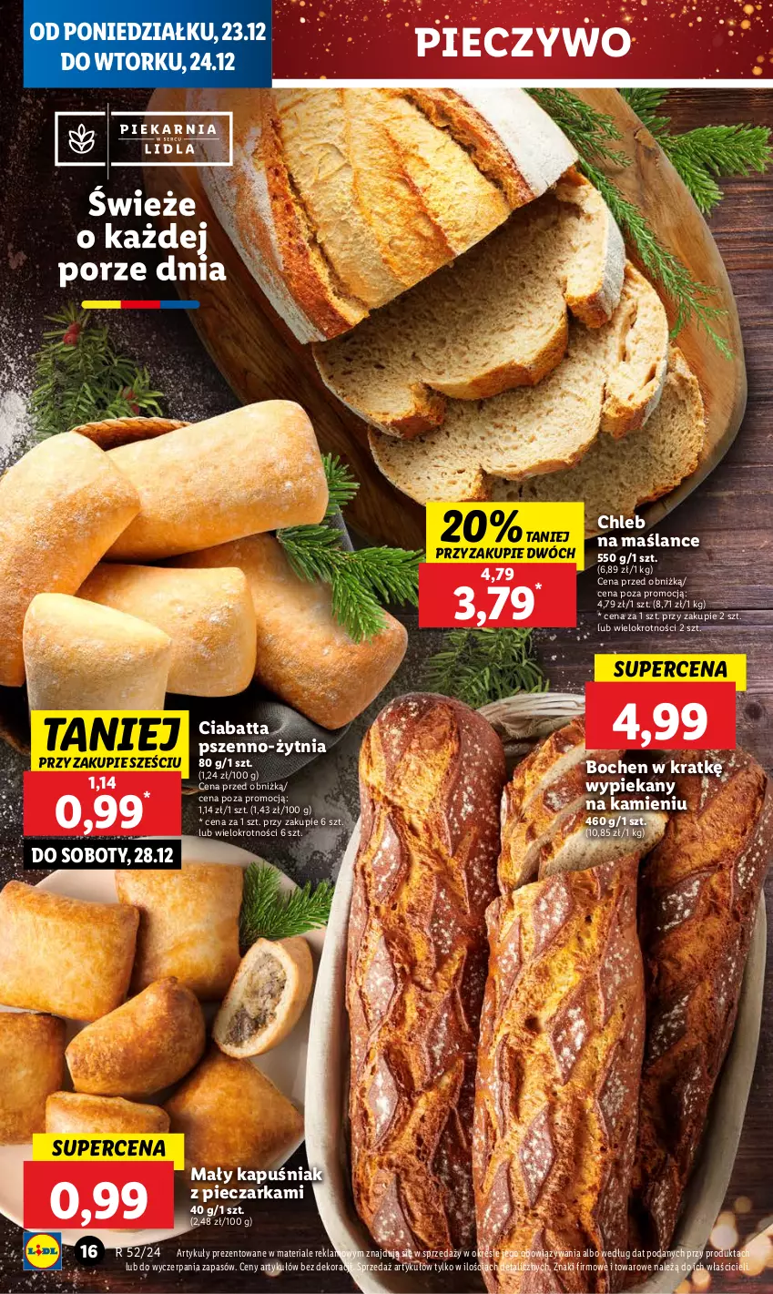 Gazetka promocyjna Lidl - GAZETKA - ważna 23.12 do 24.12.2024 - strona 20 - produkty: Chleb, Ciabatta, Piec, Pieczarka, Pieczywo