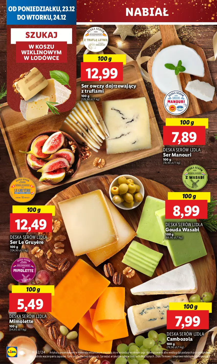 Gazetka promocyjna Lidl - GAZETKA - ważna 23.12 do 24.12.2024 - strona 24 - produkty: Deska serów, Gouda, Kosz, Mimolette, Ser, Ser owczy, Wasa