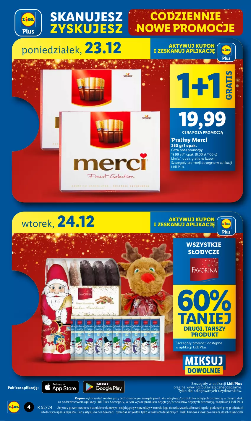 Gazetka promocyjna Lidl - GAZETKA - ważna 23.12 do 24.12.2024 - strona 4 - produkty: Gra, Merci, Praliny