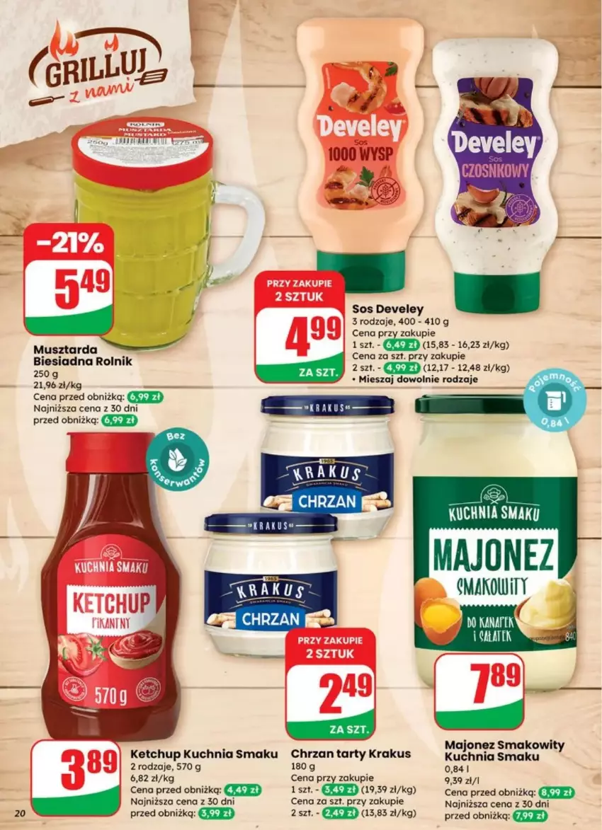 Gazetka promocyjna Dino - ważna 30.07 do 05.08.2025 - strona 13 - produkty: Chrzan, Grill, Ketchup, Krakus, Kuchnia, Majonez, Rolnik, Sos