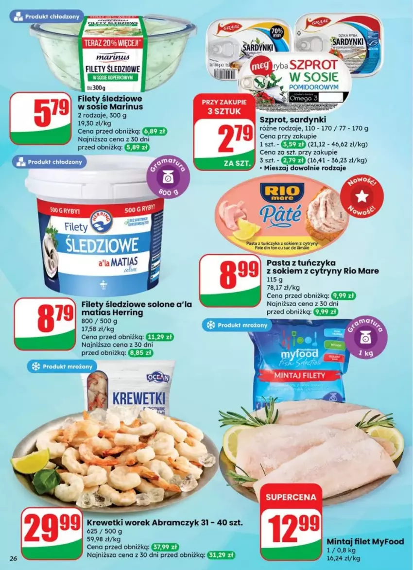 Gazetka promocyjna Dino - ważna 30.07 do 05.08.2025 - strona 19 - produkty: Fa, Krewetki, Rio Mare, Sok, Sos, Szprot, Tuńczyk