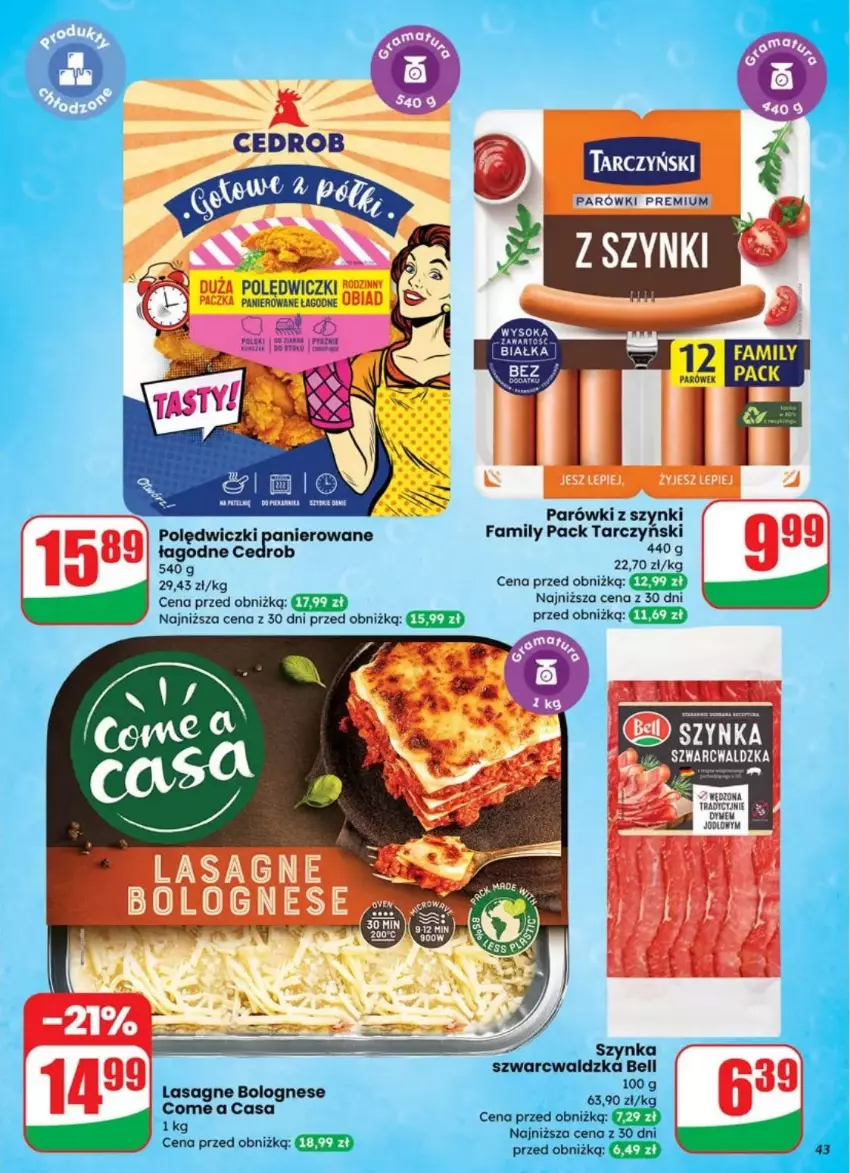 Gazetka promocyjna Dino - ważna 30.07 do 05.08.2025 - strona 38 - produkty: Bell, Fa, Lasagne, Lasagne bolognese, Parówki, Parówki z szynki, Polędwiczki panierowane, Sok, Szynka, Tarczyński