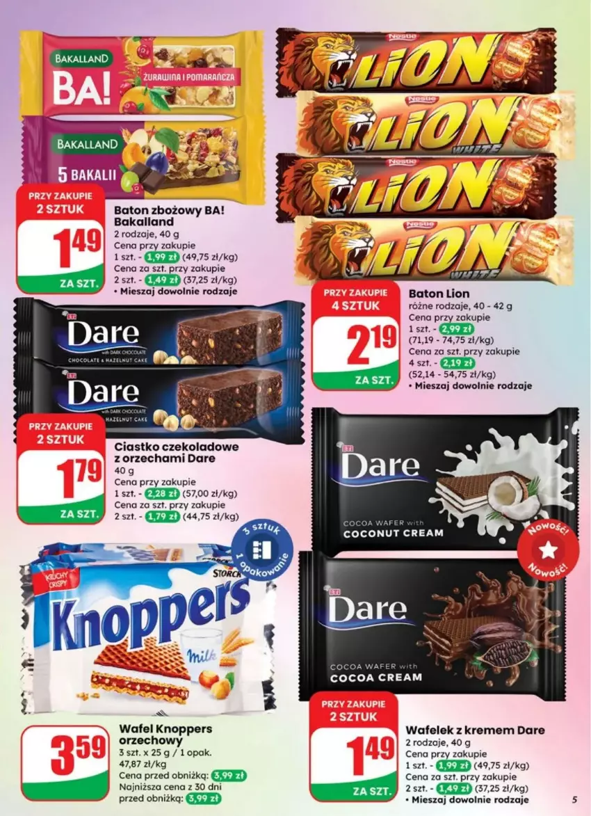 Gazetka promocyjna Dino - ważna 30.07 do 05.08.2025 - strona 45 - produkty: Ba!, Bakalland, Baton, Knoppers, Lion, Wafelek