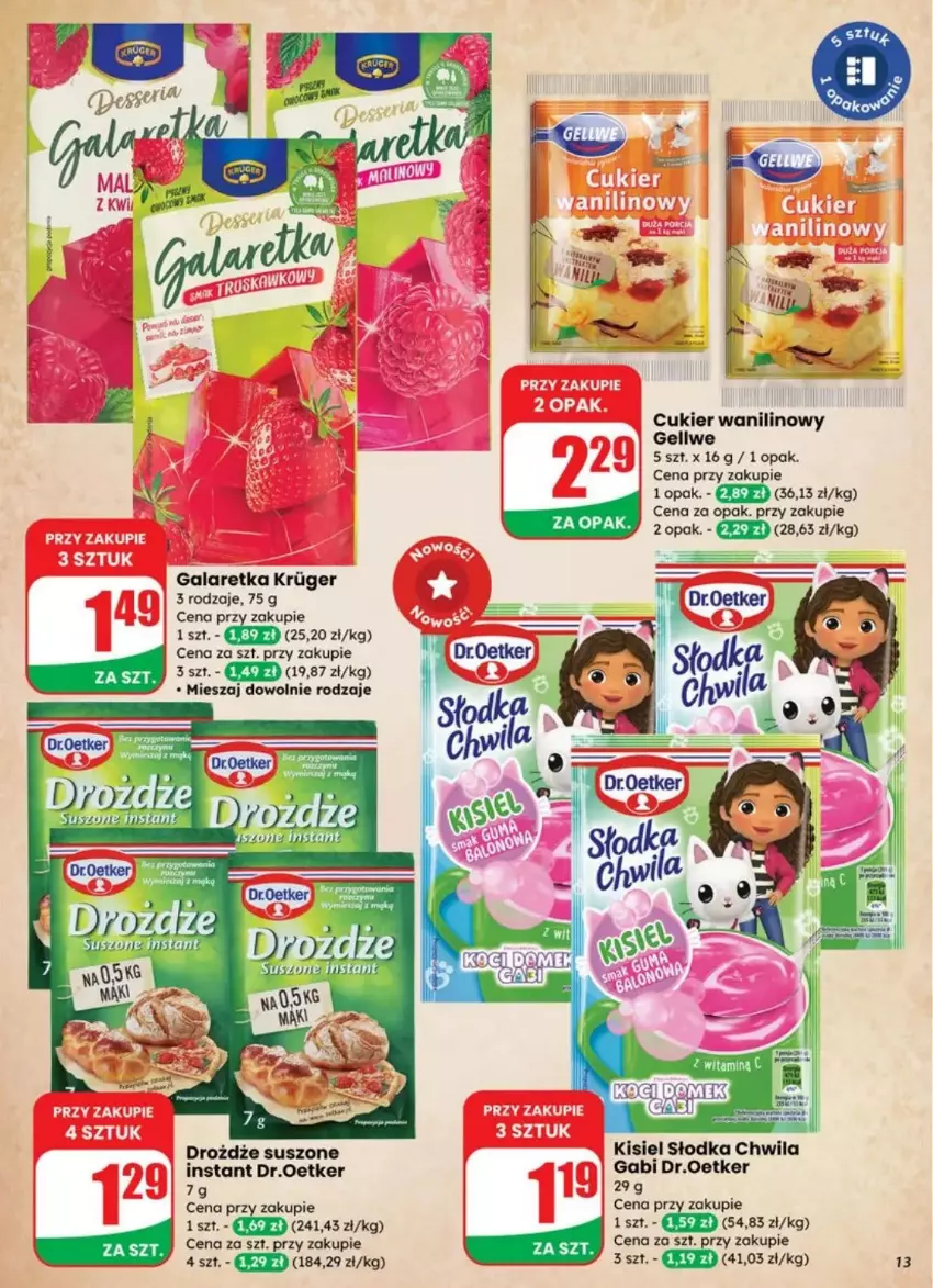 Gazetka promocyjna Dino - ważna 30.07 do 05.08.2025 - strona 5 - produkty: Cukier, Cukier wanilinowy, Drożdże, Fa, Gala, Galaretka, Kisiel, Słodka Chwila