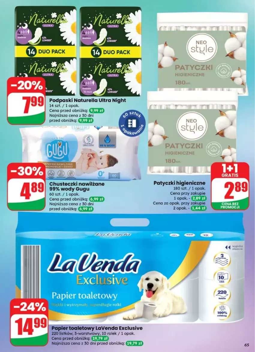 Gazetka promocyjna Dino - ważna 30.07 do 05.08.2025 - strona 62 - produkty: Chusteczki, Naturell, Naturella, Papier, Papier toaletowy, Podpaski