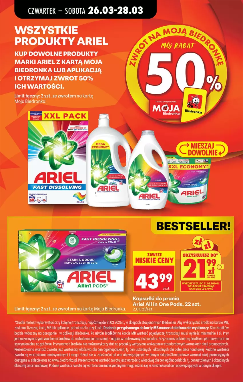 Gazetka promocyjna Biedronka - Od Czwartku - ważna 26.03 do 01.04.2026 - strona 15 - produkty: Ariel, Kapsułki do prania, Mus, Olej, Telefon, Tran